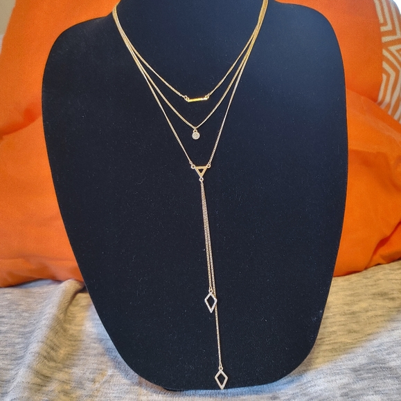 Jewelry - Gold tone rhinestone multi-layered necklace